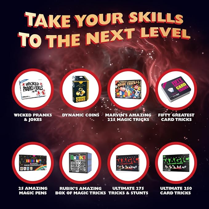 Marvin's Magic - Magician Costume with Magic Wand, Stickers, Magician Hat, Colouring Book and More - Gifts for Children, Toys, Kids Halloween Costume - Kids Costume