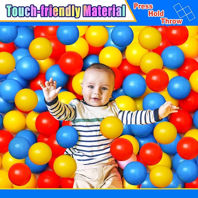Vanland Ball Pit Balls for Baby and Toddler Phthalate Free BPA Free Crush Proof Plastic - Multicolored Pit Balls in Reusable Play Toys for Kids with Storage Bag