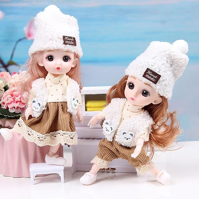 6 Pcs 6 Inch Princess Girl Mini Cute Dolls, Sister Small Princess, Miniature Little Girl for 3+ Year Old Girls