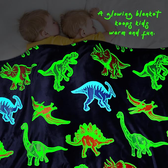 Dinosaur Gifts Toys for Kids Boys - Glow in The Dark Dino Blanket Birthday Gifts for Boys Age 3 4 5 6 7 8 9 10 Year Old Child Teen Toddler Dinosaur Room Decor 50"x60"