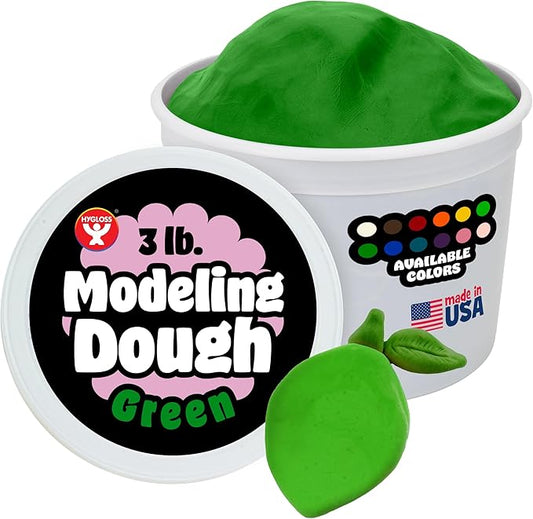 Hygloss Play Modeling Dough for Kids – Safe & Non-Toxic Sensory Dough for Arts and Crafts – 3 lb Tub – Play Clay for Toddler Activities, Preschool Classroom Must-Haves – Green Color, Scented