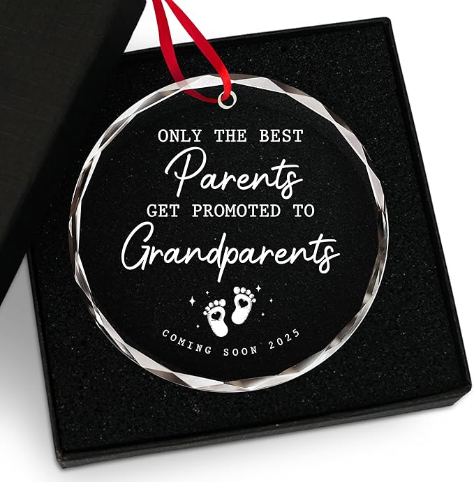 OASSIE Christmas Ornament Gifts for Grandparents - Glass Christmas Ornaments 2025 - Promoted to Pregnancy Announcement for Grandpa Grandma, First Time Grandma Grandpa Gifts, Xmas Decorations