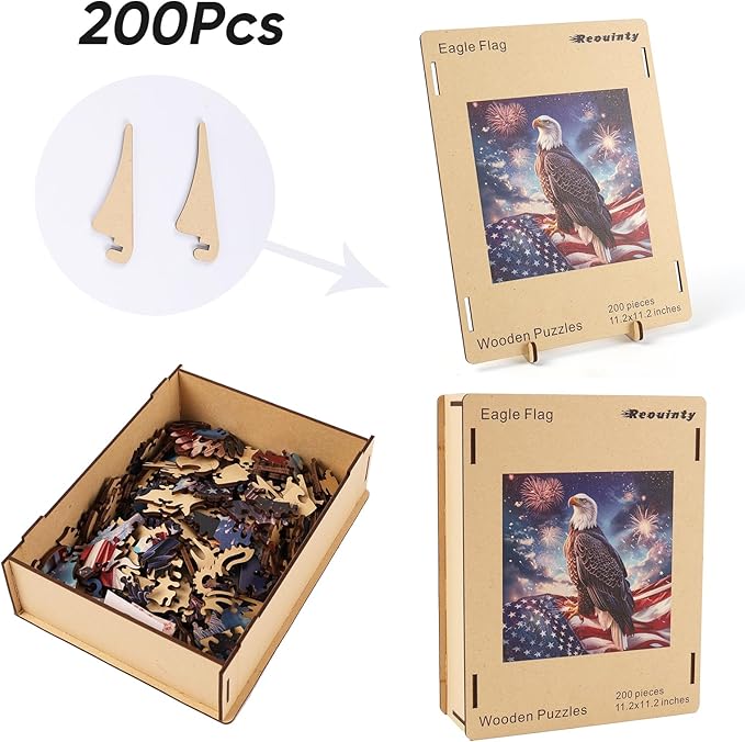 Wooden Puzzle for Adults, Eagle Flag Wooden Jigsaw Puzzles(15.9 * 15.6in-500pcs), Beautiful Wooden Puzzle with Box Birthday Gifts for Adults and Kids Family Game