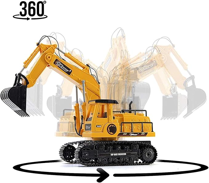 Top Race 7 Channel Full Functional RC Excavator, Battery Powered Electric Remote Control Construction Tractor with Lights and Sound (TR-111), Construction Trucks, RC Construction Vehicles, Big Truck