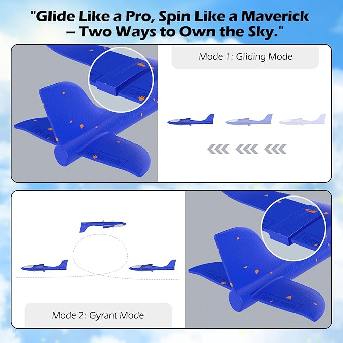 3 Pack Foam Airplane Launcher Toys, Ultra Long Gliding Distance, Kids Flying Toy, Boys Girls Birthday Gifts, Outdoor Sport Party Favor