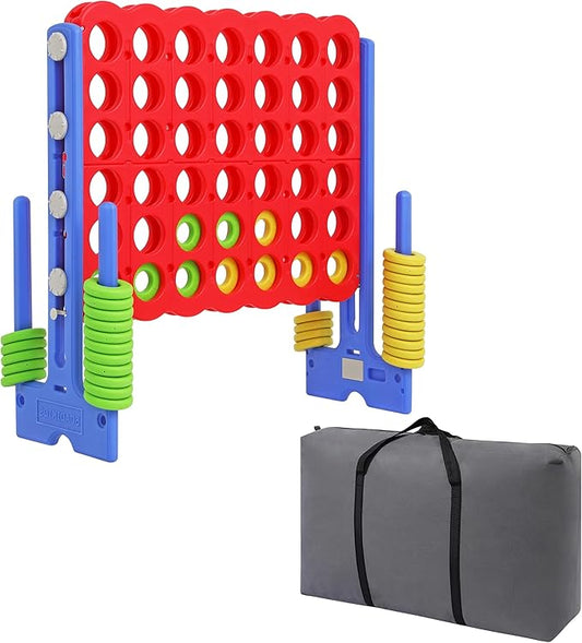 SDADI Jumbo 4 in a Row Game, 4-to-Score Giant Game Set with Adjustable Height (2.5-3.5 FT) for Kids & Adults, Indoor/Outdoor Connect Game with Quick-Release Slider, Perfect for Family and Party Games