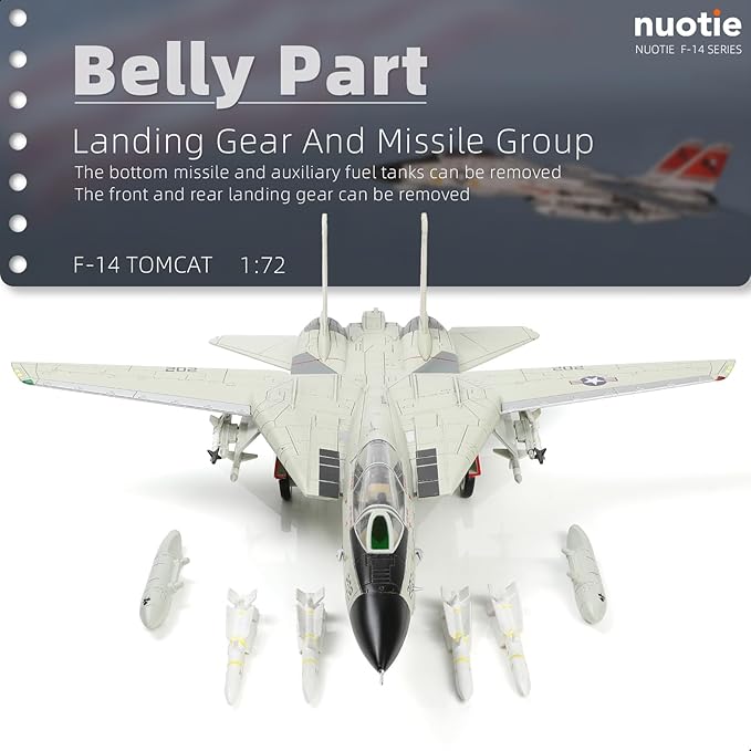 F-14A Tomcat 1/72 Metal Airplane Model Kits with Stand VFA-31 Tomcatters DieCast Alloy Fighter Model Jet Replica Pre-Build Military Aircraft Collection for Display or Gift
