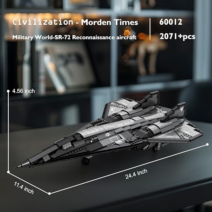 JMBricklayer Military Plane Building Blocks Set 60012, Cool SR-72 Eagle Reconnaissance Aircraft Building Toys Set, Collectible and Display Airplane Model, Ideal Gift for Adult Military Fans
