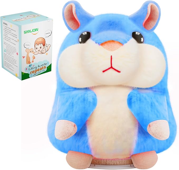 Kids Toddler Toys for Ages 2-4, Talking Hamster Repeats What You Say, Interactive Plush Repeating Toy for 2 3 4 5 6 8 Year Old Boy Girl Birthday Gift (Blue)