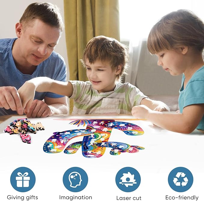Colorful Cactus Wooden Puzzles, 300 Pieces Jigsaw Puzzles 12.2'' x15.4'', Unique Design Liberty Wooden Puzzles for Adults and Kids, Family Game Gift Royal Size