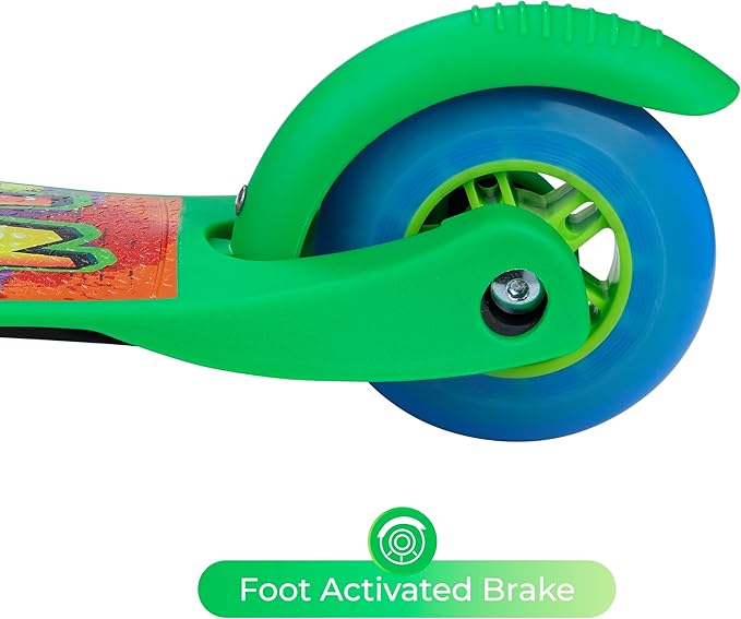 Self Balancing Kick Scooter with Light Up Wheels, Extra Wide Deck, 3 Wheel Platform, Foot Activated Brake, 75 lbs Limit, Kids & Toddlers Girls or Boys, for Ages 3 and Up