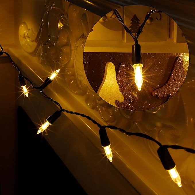Joliyoou 50 LED Warm White String Lights, 16 Ft Battery Operated Christmas Mini Lights with 8 Lighting Modes, Indoor Outdoor LED Christmas Fairy String Lights with Timer