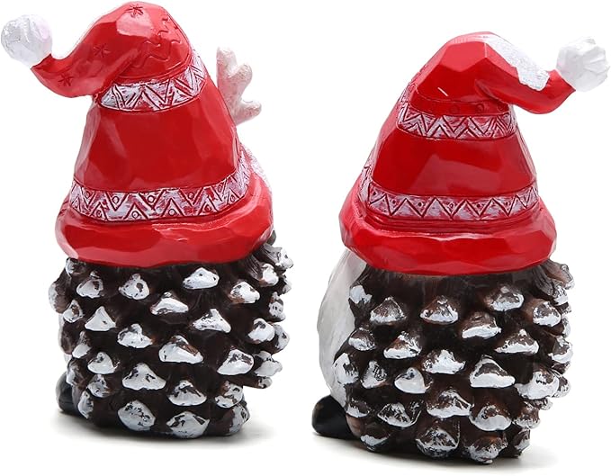 Hodao Christmas Resin Gnomes Handmade Christmas Resin Gnomes Holiday Present, Winter Table Christmas Tree Decorations Indoor and Display on Mantel or Window Sill