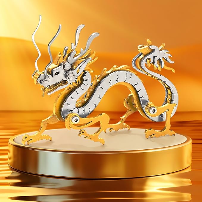 3D Metal Puzzles for Adults, Adult Metal Puzzle Model Kits, Gold Dragon Mechanical 3D Puzzle Stainless for Adults DIY Gifts for Men Women Home Decor Art Craft Gifts Toys(Zodiac Sign).