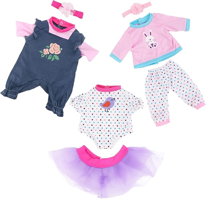 3 Sets Baby Doll Clothes for 14-18 Inch Dolls, 16 Inch Baby Doll Clothes Dresses and Accessories Outfits for New Born 15 Inch Baby Dolls(No Doll)