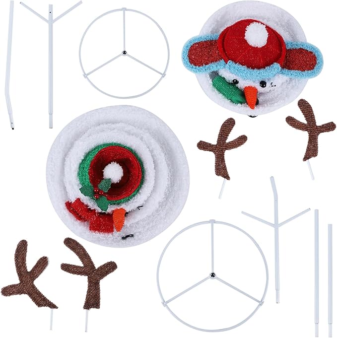 Hausse Set of 2 Lighted Christmas Snowman Decorations, 3.6+2.6FT Outdoor Pre-Lit White Snowmen with Lights, Light Up Collapsible Xmas Yard Display, Plug in for Holiday New Year Winter Garden Yard