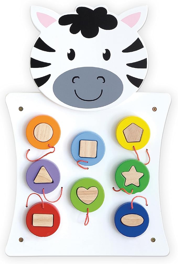 SPARK & WOW Zebra Activity Wall Panel | Ages 18m+ | Montessori Sensory Wall Toy | Nesting Shape Activity | Busy Board | Toddler Room Decor