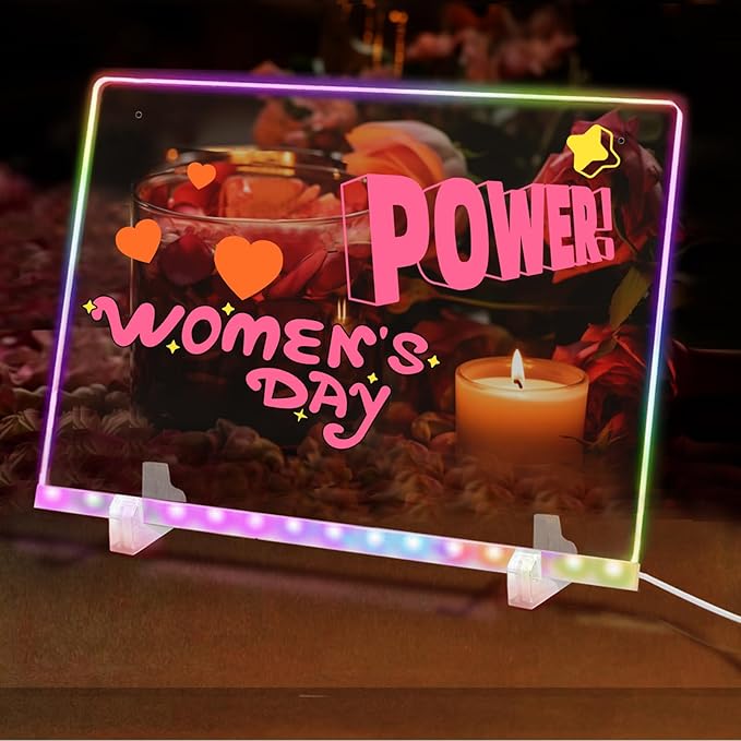 SetGame LED Drawing Board with Colors, 16 Inch Doodle LED Note Boards Include 7-Color Pens,9 Lighting Modes, Hanging Chain - Light up Dry Erase Board for Kids/Adults/Christmas/Birthday/Gifts