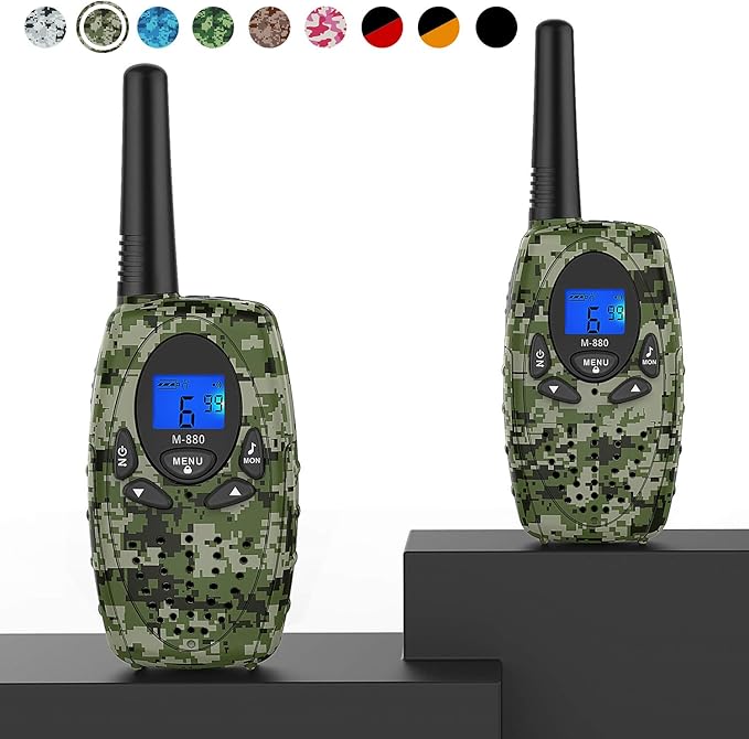 2 Way Radios Camping Accessories, Topsung M880 FRS Walkie Talkie for Adults Long Range with Mic LCD Screen/Portable Wakie-Talkie with 22 Channel for Children Hiking Hunting Fishing (Camo 2 Pack)