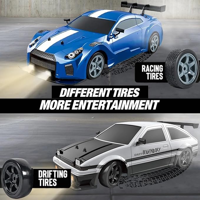 Liberty Imports RC Drift Car 1/16 2.4GHz 4WD Remote Control Sport Racing On-Road Vehicle with LED Light, Batteries and Drift Tires (Orange)
