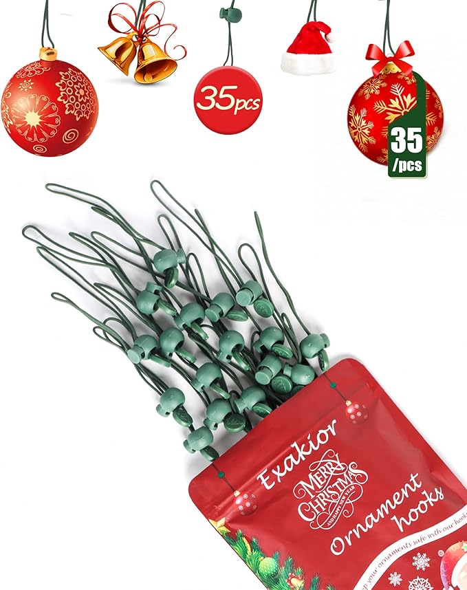 Ornament Hooks – Essential Christmas Tree Decorating Hangers Great Xmas Ornament Hooks for Hanging Christmas Decorations 35 PCS (Round-Upgraded-35pcs)