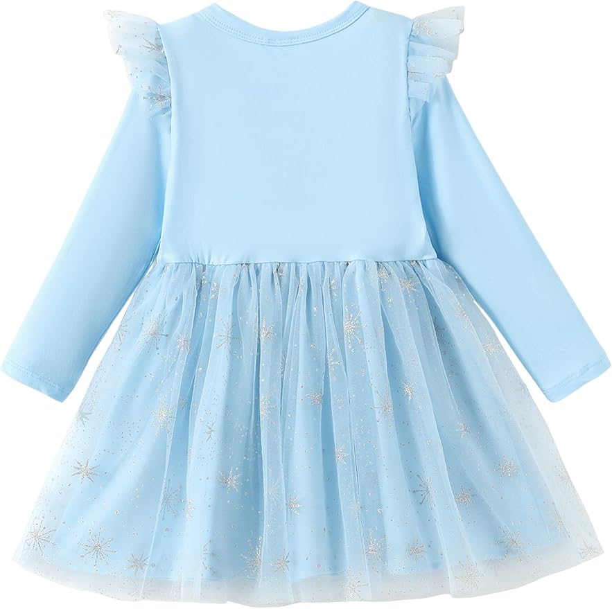 Disney Princess Frozen Minnie Mouse Dress Girls Sparkle Ruffle Tulle Tutu Birthday Party Fall Outfits Clothes Baby to Toddler