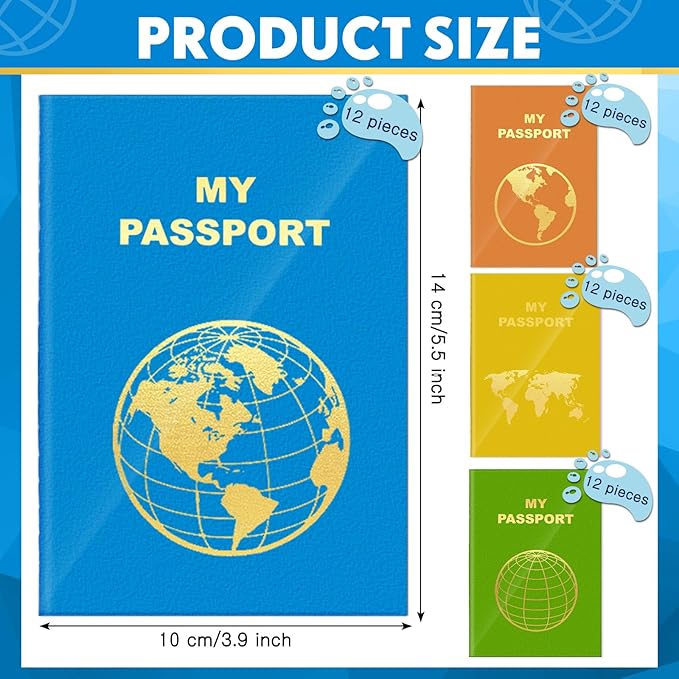 Lincia 48 Pcs Blank Passport Notebook Fake Passport Book Travel Journal Book Bulk Coloring Kids Travel Airplane Activity Classroom Decor School Projects(Bright Color)