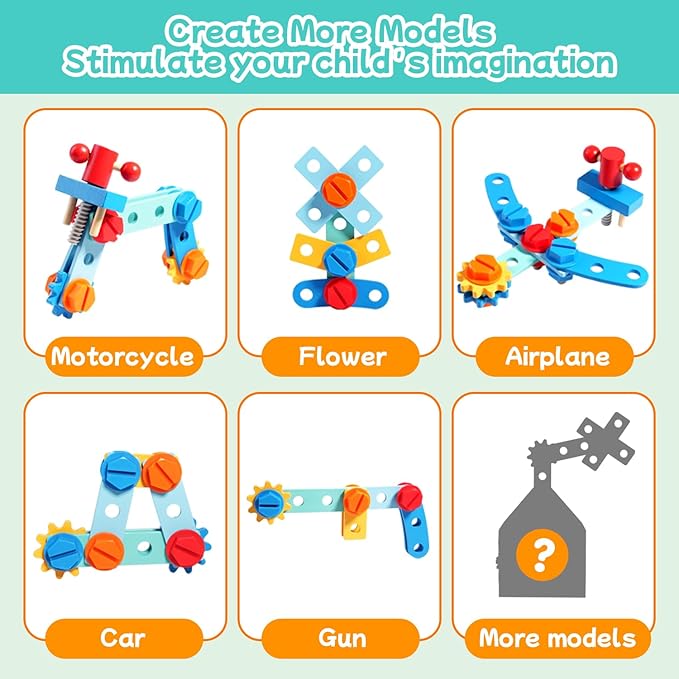 Montessori Toddler Tool Set - 33 PCS Wooden Kids Tools with Box / Bench, Montessori Educational Pretend Play Preschool Toys Gifts for 2 3 4 5 Year Old Boy Girl Kids, STEM Fine Motor Skills Tool Set