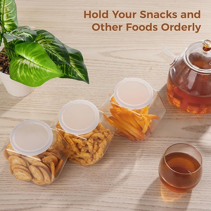 4 PCS Hexagon Plastic Jars Clear Cookie Jars with Airtight Lids, Candy Jars, Wide Round Mouth Snacks Dog Food Candy Containers, Reusable Coffee Candy Display （72oz）