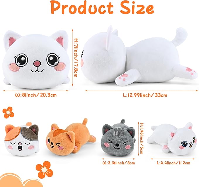 KMUYSL Cat Stuffed Animals Toys for Ages 0 1 2 3 4 5 6 7 8+ Years Old Kids - Mommy Cat with 4 Baby Kitty in Her Tummy, Idea Xmas Birthday Gifts for Baby, Toddler, Girls, Boys