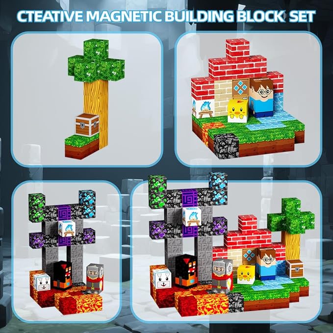 200pcs Magnetic Blocks, Magnetic Building Blocks Set, Kids Sensory Toy for Toddlers STEM Learning, Stacking Magnets for Kids，0.8" Large Size