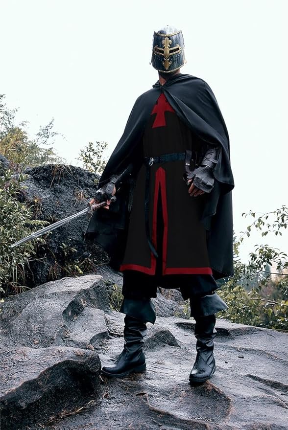 Runcati Mens Medieval Crusader Knights Tunic Renaissance Warrior Templar Cosplay Costumes Tops