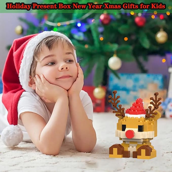 Christmas Reindeer Building Blocks Set Compatible with Lego Advent Calendar 2025 Stacking New Toys Holiday Present Box New Year Xmas Gifts for Kids for Boys & Girls and Adults