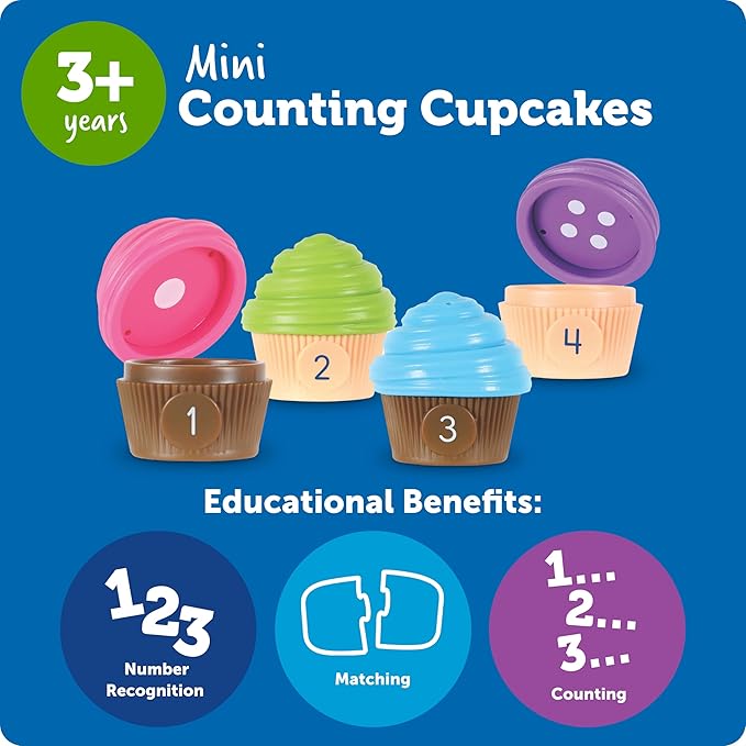 Learning Resources Mini Counting Cupcakes, Birthday Cake, Sensory Toys, Montessori Toys, Preschool Learning Activities, Play Food Sets for Kids Kitchen, Lakeshore Learning Toys, Fine Motor Games