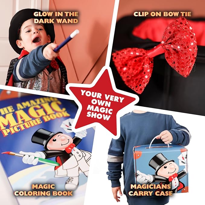 Marvin's Magic - Magician Costume with Magic Wand, Stickers, Magician Hat, Colouring Book and More - Gifts for Children, Toys, Kids Halloween Costume - Kids Costume