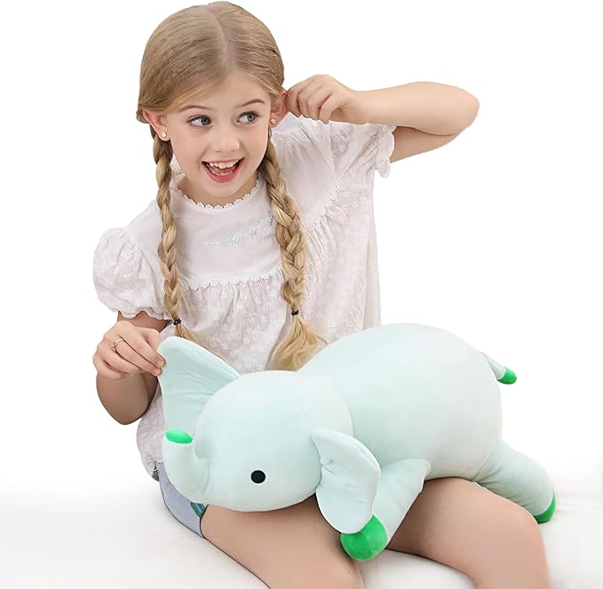 4.2lbs 24in Elephant Weighted Stuffed Animals, Weighted Plush, Gifts for Kids, Adults, Girls and Boys(Green)