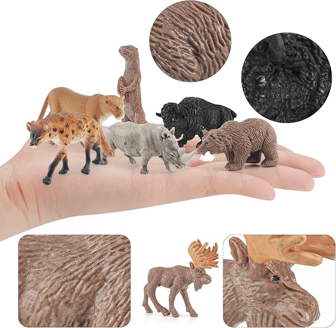 21PCS Mini Wild Animals Figurines Toys Set Savanna Jungle Animals Figures Mini Party Favor Cake Topper South Africa Zoo Animals Toys for Kids