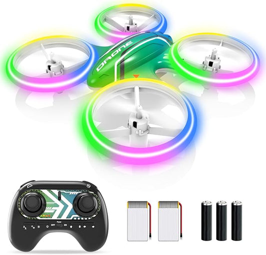 Drones for Kids and Beginners Mini RC Drone Quadcopter,Headless Mode,360° Flips,3 Speed ModesBlue & Green Lights, Propeller Protection,Indoor Outdoor Mini Quadcopter Toy Birthday Gift for Boys Girls