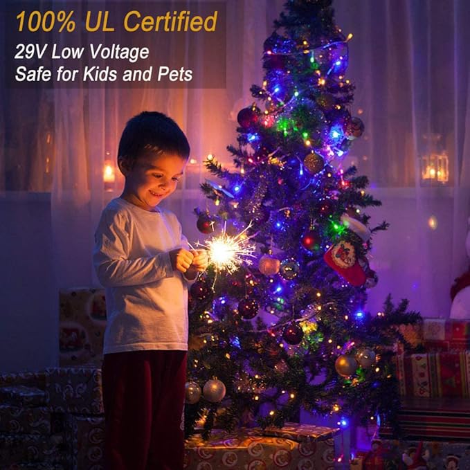 Haili 105FT 300 LED Christmas Lights Outdoor Waterproof, 8 Mode Connectable String Lights for Christmas Tree, Wedding, Party, Patio, House Christmas Decoration(Multi-Colored)