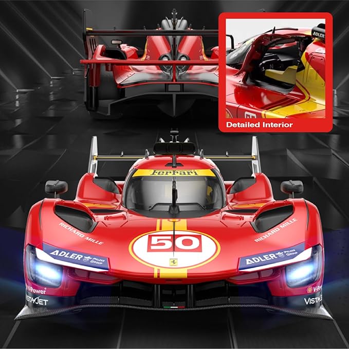 Voltz Toys 1/14 Scale Le Mans RC Car Licensed Ferrari 499P Remote Control Toy Car Model for Kids and Adults with Open Doors and Lights Gift for Kids and Adult