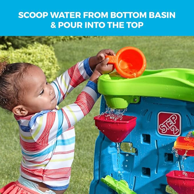 Step2 Waterfall Discovery Wall, Kids Double-Sided Water and Sand Activity Sensory Table, Summer Outdoor Toys, 13 Piece Toy Accessories, For Toddlers 1.5+ Years Old