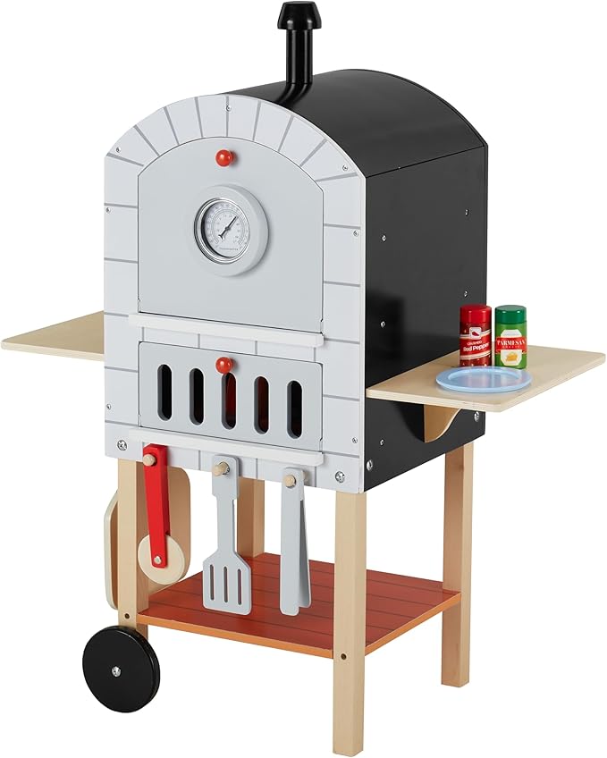 Teamson Kids My Little Helper Pizza Oven & 24 pc. Accessory Set with Cooking Utensils and Pizza Toppings