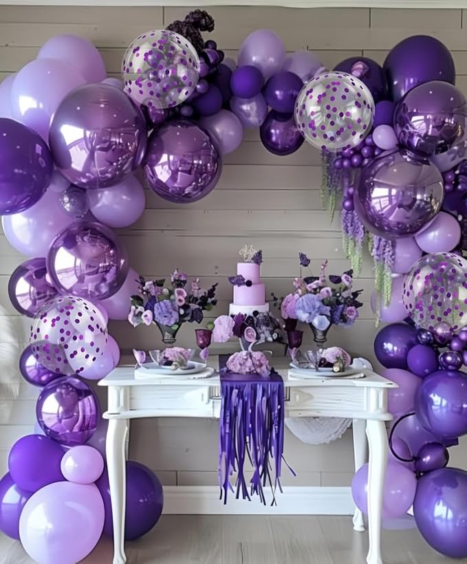 300 Pcs Lavender Purple Balloons Set 12 Inch Different Shades of Purple Party Balloon Set, Suitable for Wedding, Graduation, Birthday Party Various Event Decorations