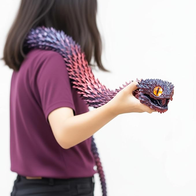 47.5inch Super Large 3D Printed Snake Models,Movable Teeth,Flexible Joint Animal lacertid Figurines, Stress Relief, Fidget restlessness, ADHD Toys, Surprise Fantasy Gifts (RBL/47.5inch)