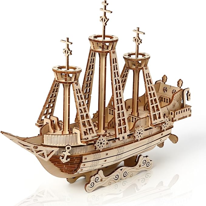 3D Wooden Puzzle for Adults, DIY Ship Model, Creative Assembly Model Building for Adults, DIY Assembly Puzzle, Woodcraft Kit for Christmas Day