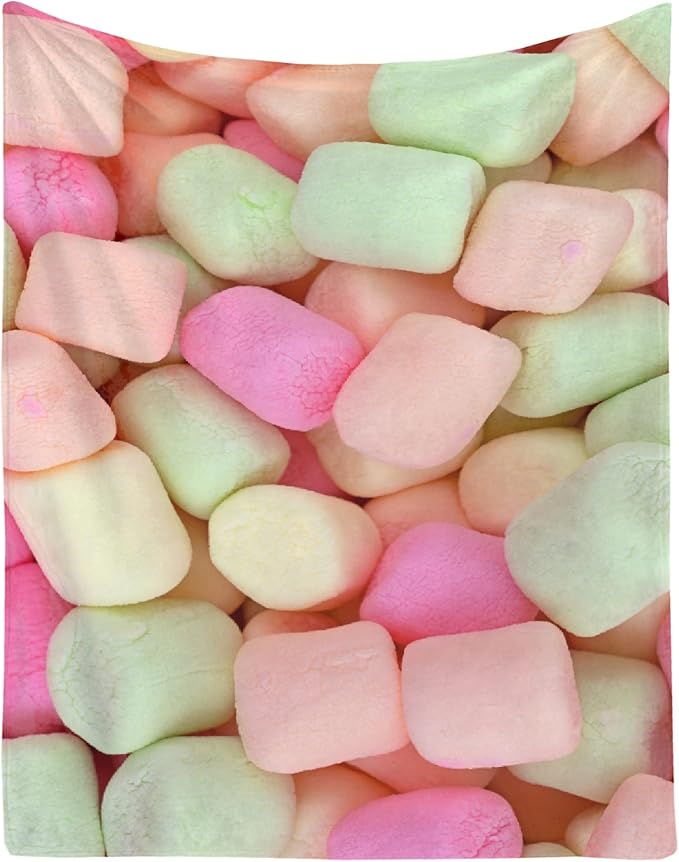 Marshmallow Candy Blanket Fleece Lightweight Throws Gift for Birthday Christmas Soft Flannel Blankets for All Season Bed Sofa Teen Size-50"x60"