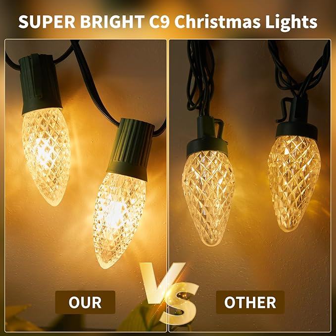 Minetom C9 LED Commercial Outdoor Christmas Lights – 150 FT Heavy Duty Christmas String Lights, Waterproof Connectable UL Certified Warm White C9 Lights for Indoor Roofline Xmas Decor