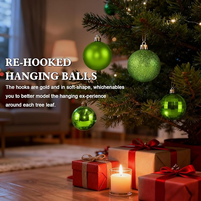 2.36" Christmas Balls Christmas Tree Ornaments Shatterproof Plastic Holiday Ornament Festival Hanging Ball Holiday Decorations Set of 24pcs