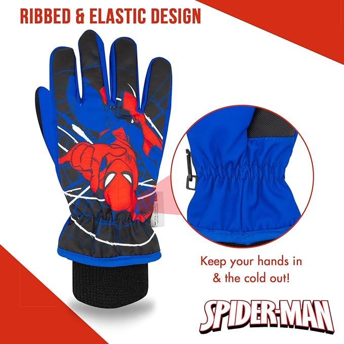 Spiderman Snow Gloves for Kids, Spider Man Toddler Gloves, 3M Thinsulate Waterproof Mittens, Kids Winter gloves