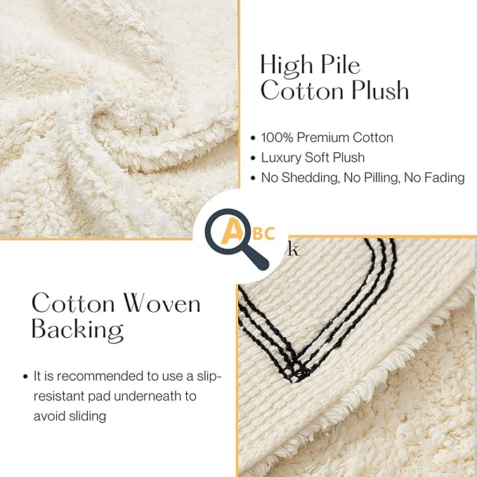 ABC Rug for Kids Room Circle Alphabet Nursery Rug for Baby Boy and Girl - Round Neutral Toddler Playroom Rug, Letter Learning Carpet(47", Black White)